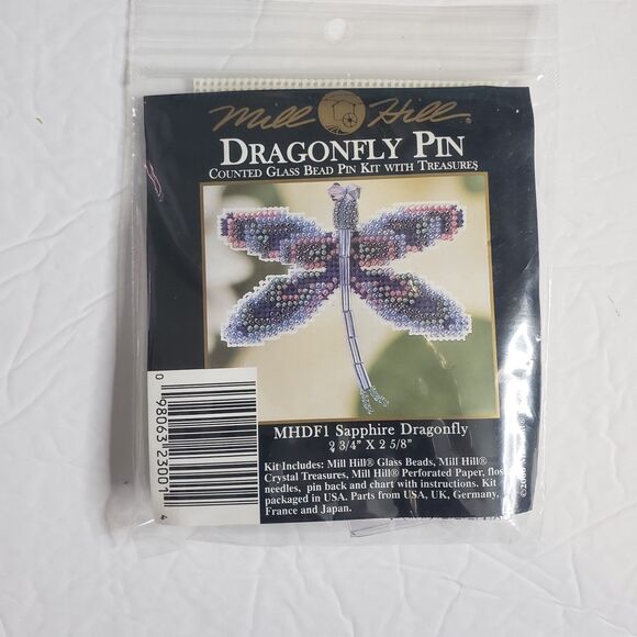 MILL HILL Sapphire Dragonfly Pin MHDF1 Counted Glass Bead Cross Stitch Kit NEW - Picture 1 of 3